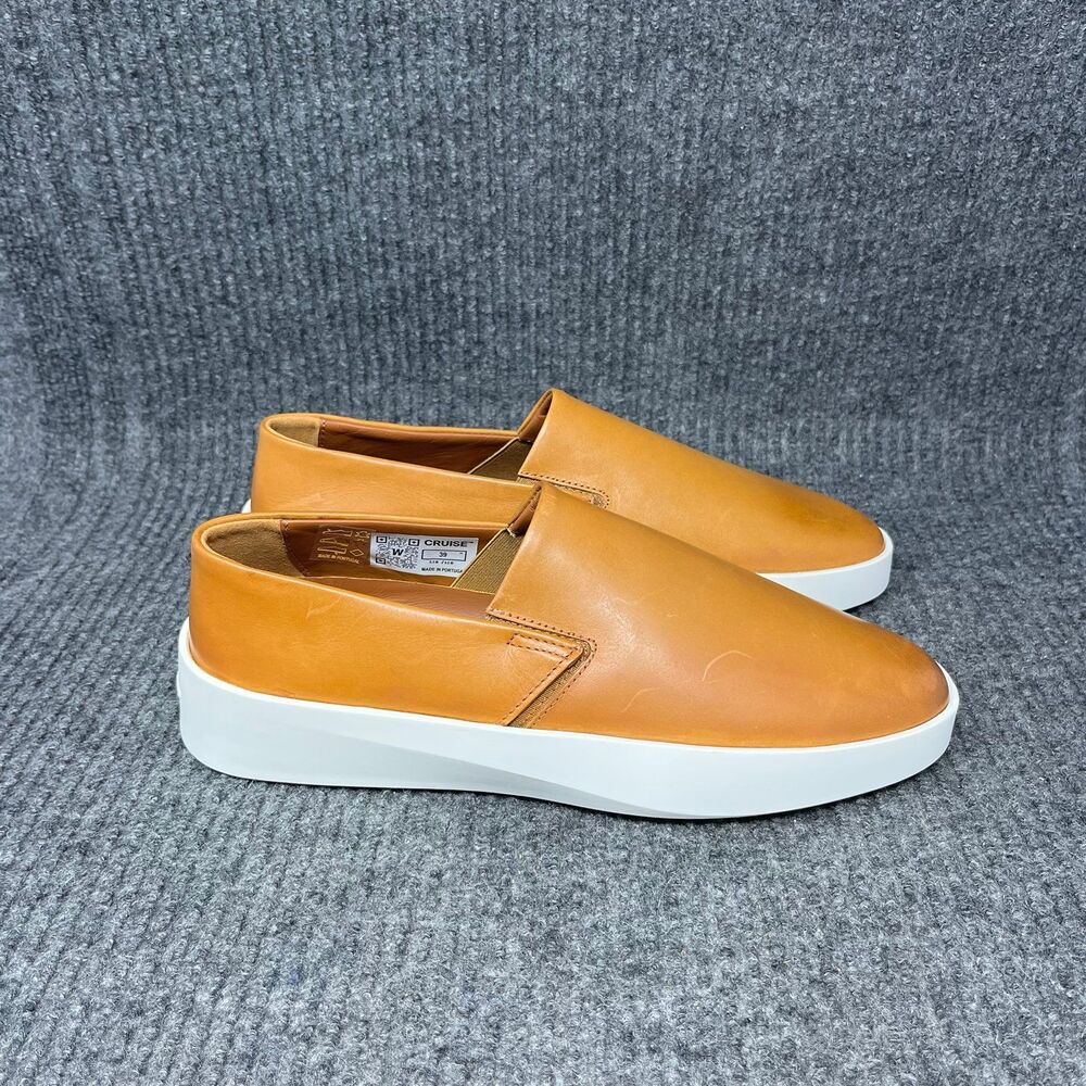 NEW Wolf & Shepherd Cruise Slip‎ On Sneakers Honey Leather Brown Shoes Mens 6.5